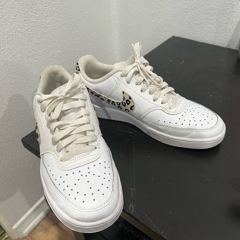 Nike White and Leopard Print Sneakers